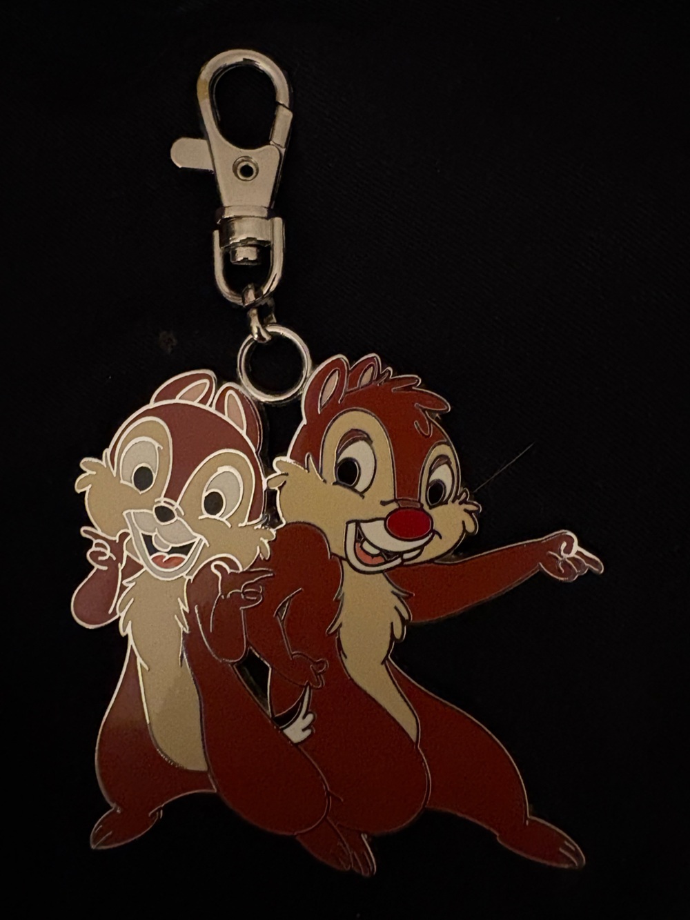 Disney Chip 'n' Dale Enamel Keychain Charm in Brown, Cream, Red